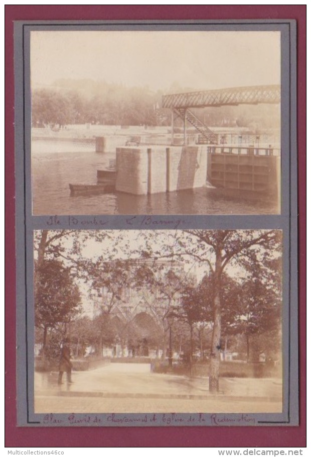 191117 - 2 PHOTOS ANCIENNES 1900 - 69 LYON -  Ile Barbe Le Barrage - Place Puvis De Chavannes Et église - Lyon 9