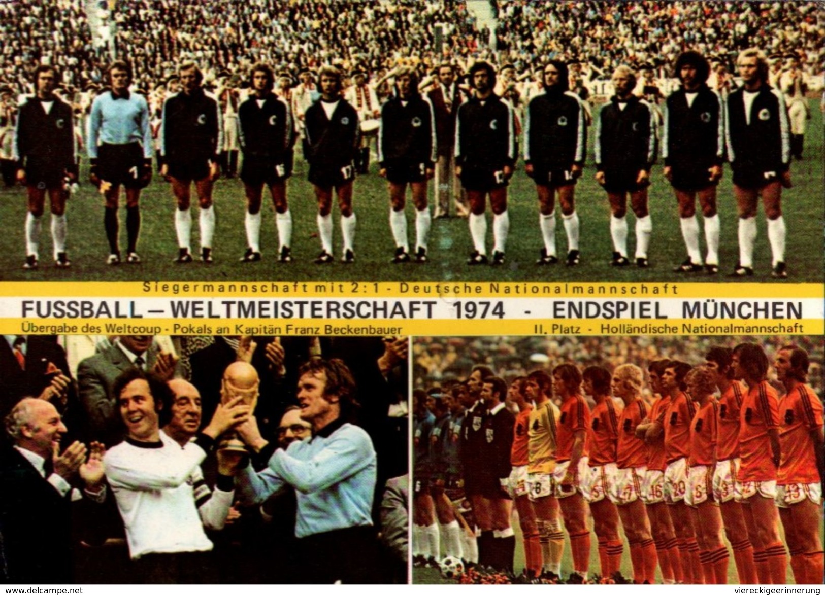 !Ansichtskarte München, Fußball Weltmeisterschaft 1974, Deutschland, Holland, Pokal, Franz Beckenbauer - Soccer