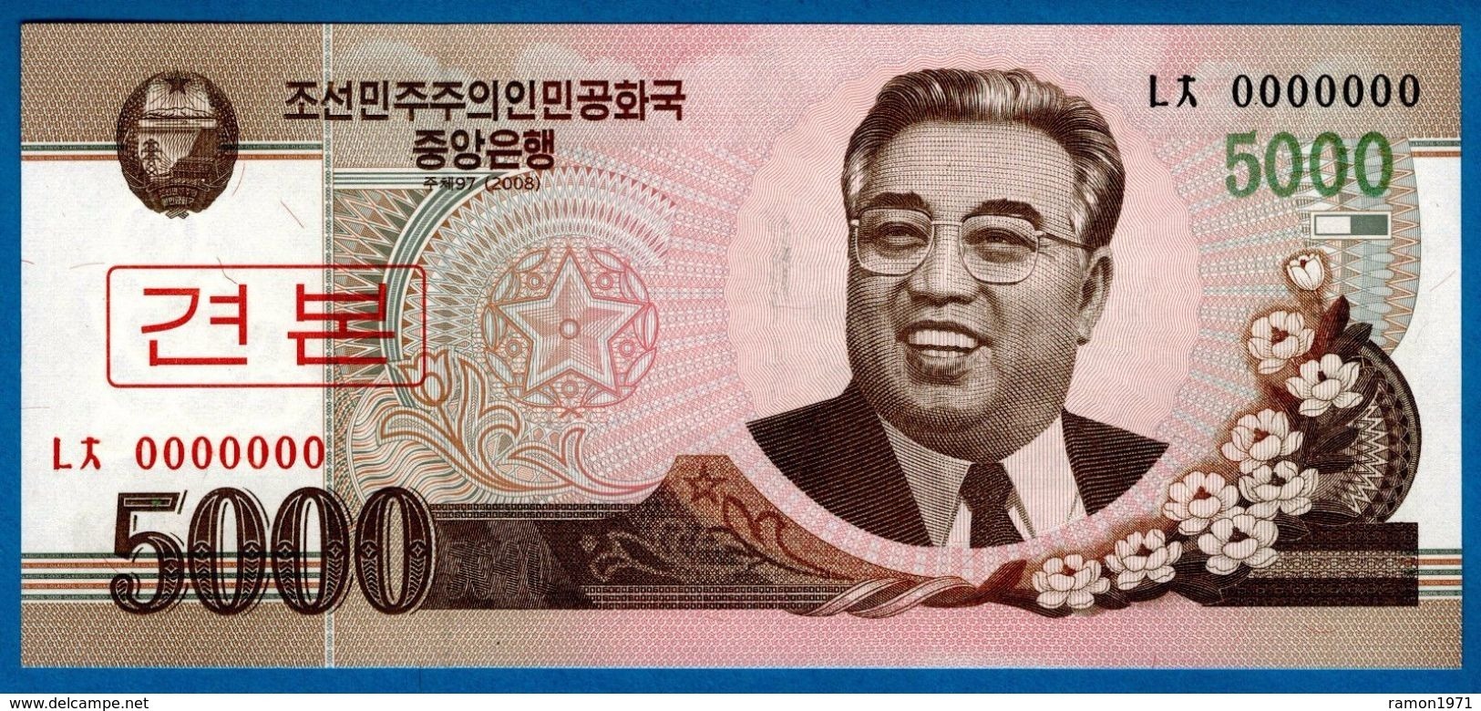 North Korea 5000 Won 2008 UNC SPECIMEN - Korea, North