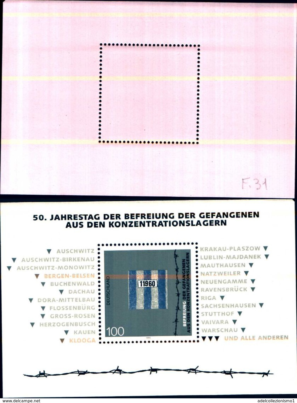 85305)  GERMANIA FEDERALE 1995 - FOGLIETTO LIBERAZIONE PRIGION. N°31 -MNH** - 1° Giorno – FDC (foglietti)