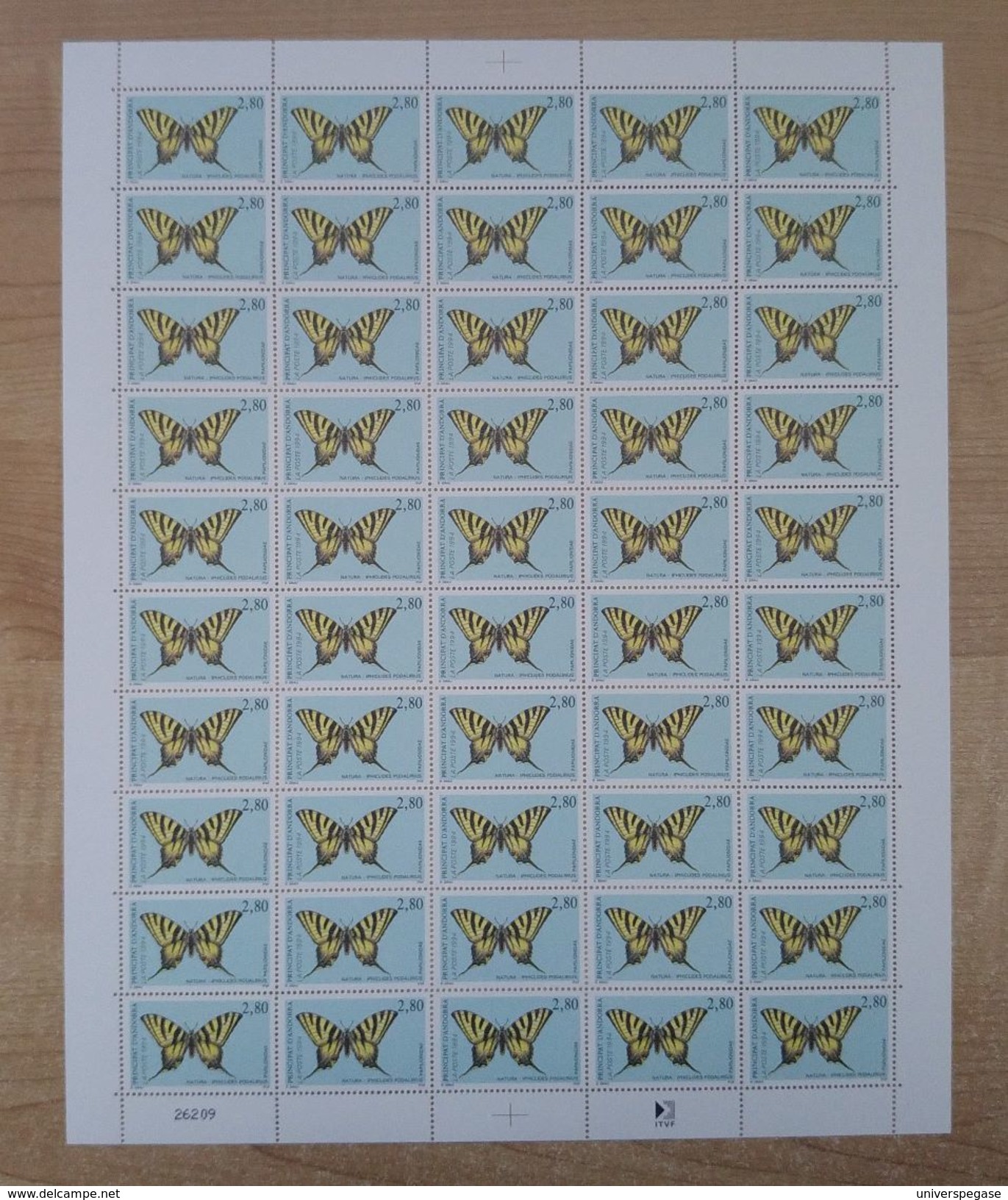 N°451 - Planche D' Andorre - Papillon - Papillons