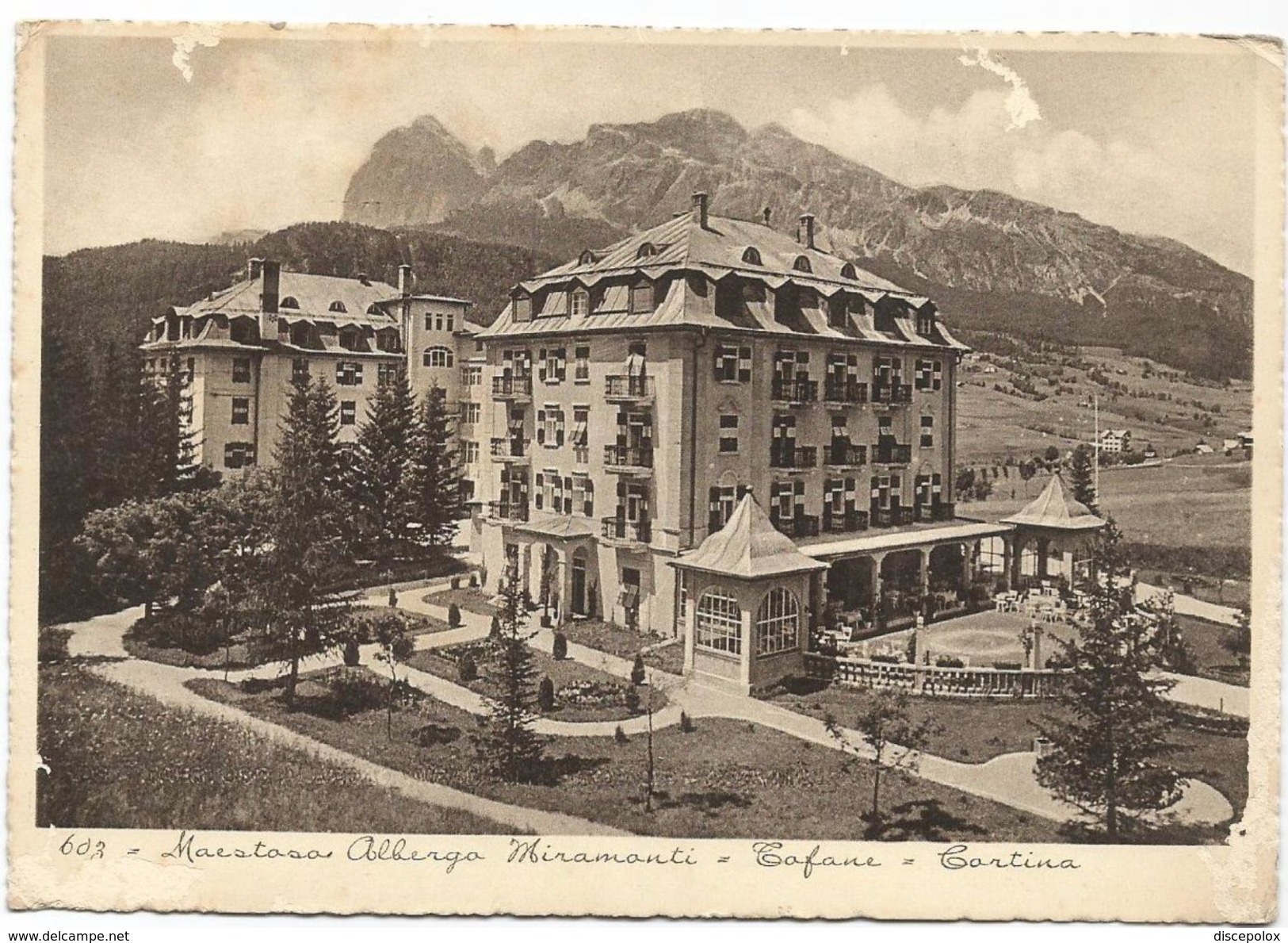 X965 Cortina D'Ampezzo (Belluno) - Maestoso Albergo Hotel Miramonti - Panorama Delle Tofane / Non Viaggiata - Altri & Non Classificati