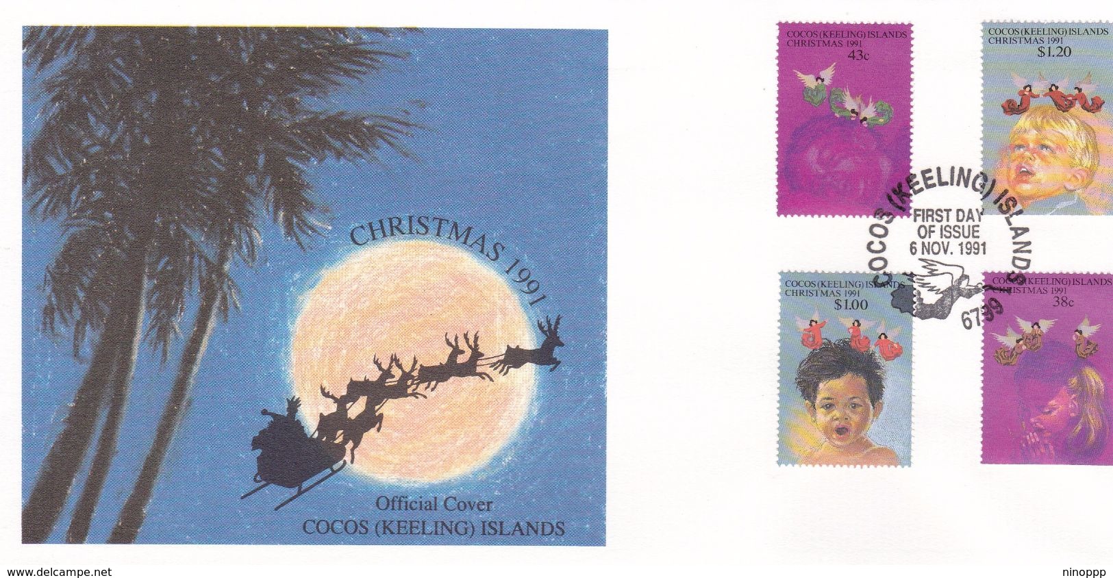 Cocos (Keeling) Islands 1991 Christmas FDC - Cocos (Keeling) Islands