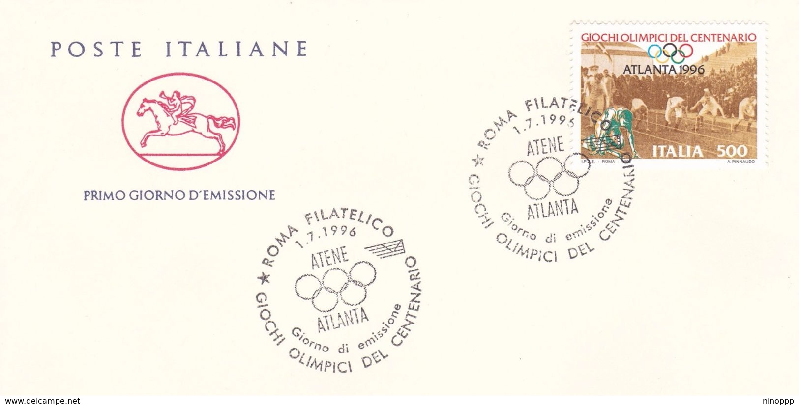 Italy 1996 Atlanta Olympics Souvenir Cover - Summer 1996: Atlanta