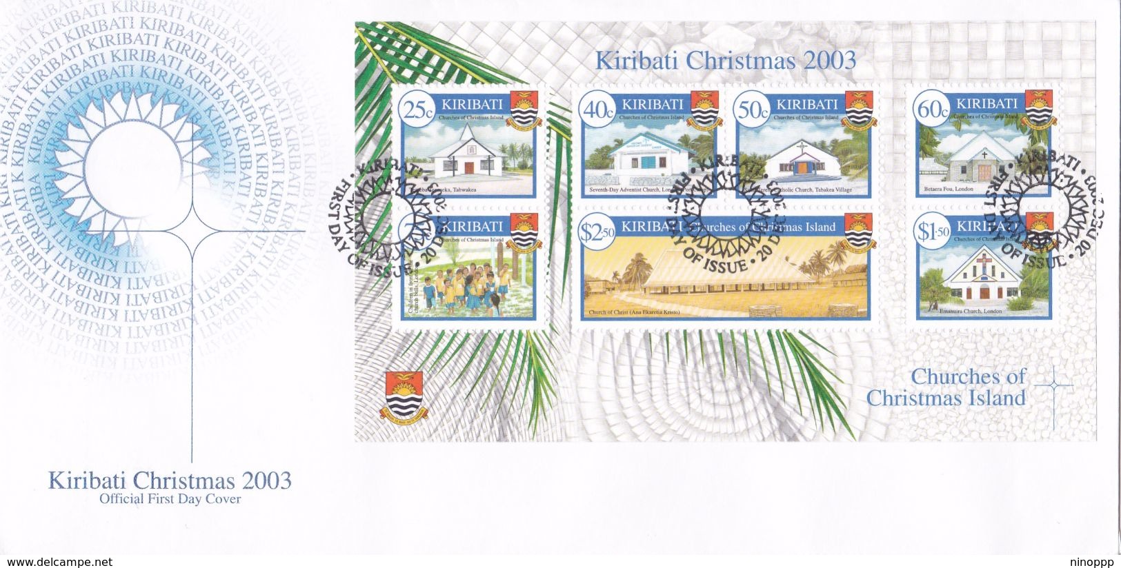 Kiribati 2003 Christmas Miniature Sheet FDC - Kiribati (1979-...)