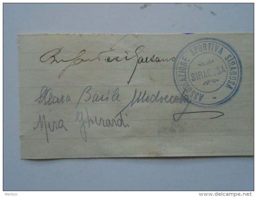 AD041.3 Italia  -Associazione Sportiva  Siracusa   - Autographs  1933 - Autres & Non Classés