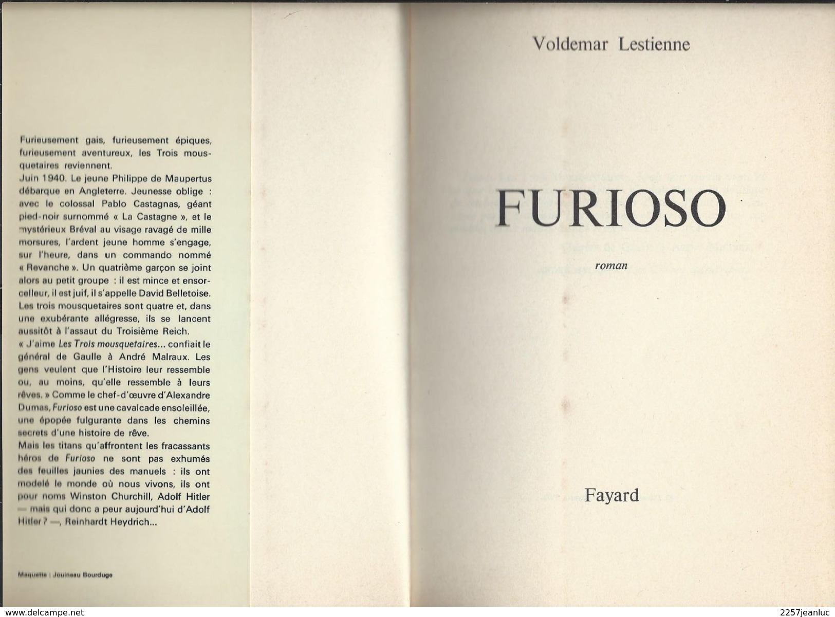 Furioso De Voldemar Lestienne - Fayard 1971 - Roman Noir