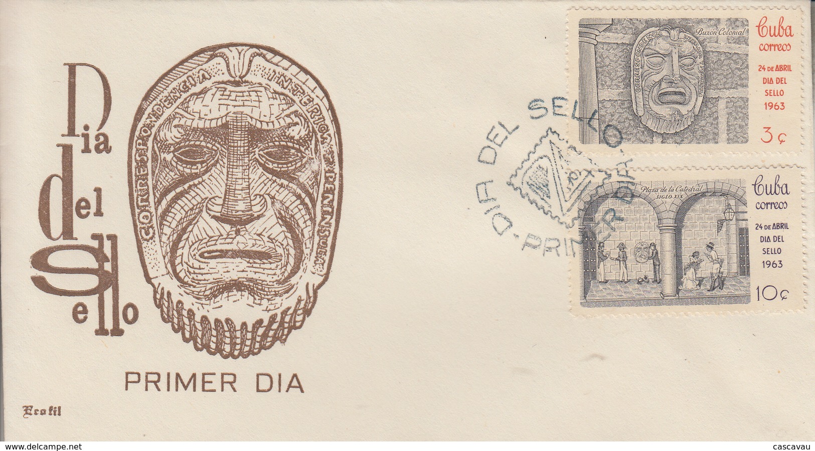 Enveloppe  FDC   1er  Jour  CUBA    Paire   JOURNEE  Du  TIMBRE   1963 - FDC