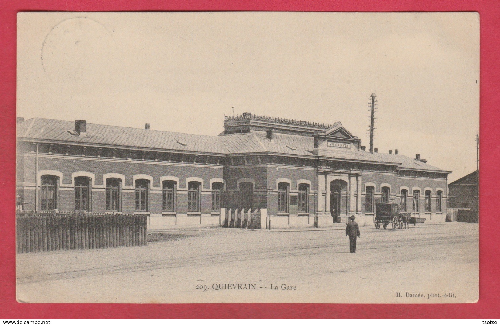 Quièvrain - La Gare -Attelage -1907 ( Voir Verso ) - Quiévrain