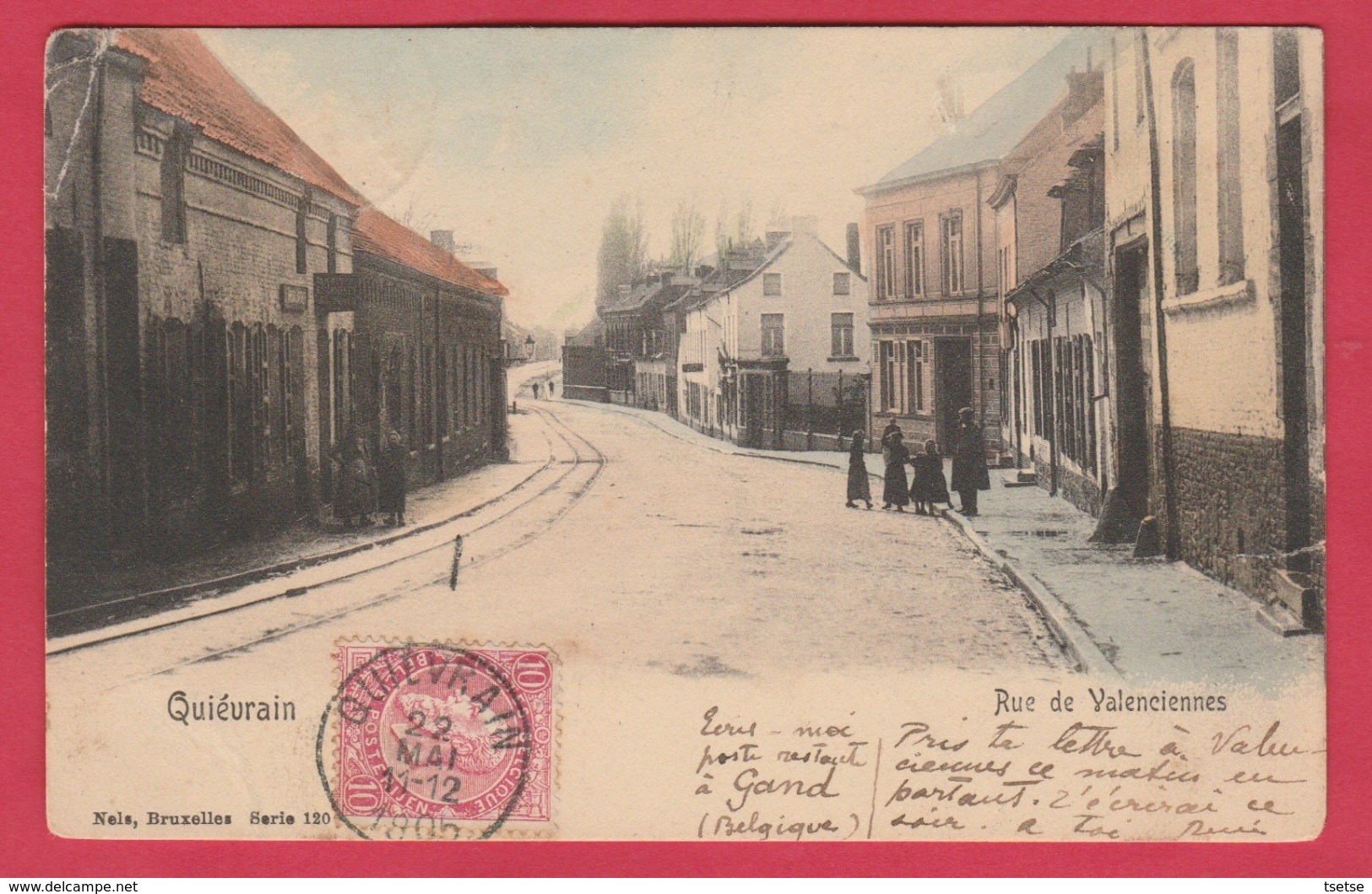 Quiévrain - Rue De Valenciennes- Jolie Carte Colorisée - 1905 ( Voir Verso ) - Quiévrain
