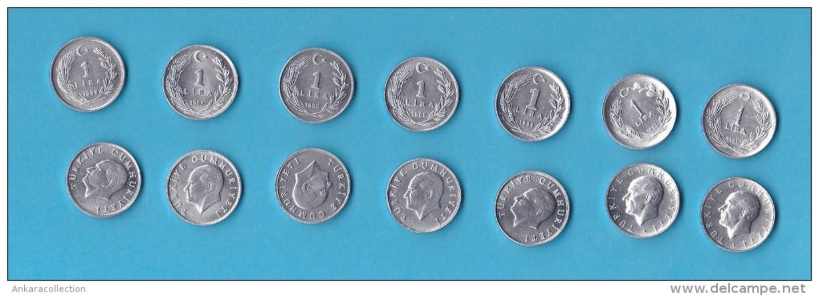 AC - TURKEY 1 LIRA 1981, 1982, 1984, 1985, 1986, 1987, 1988 ALUMINUM ALL UNCIRCULATED - Turchia