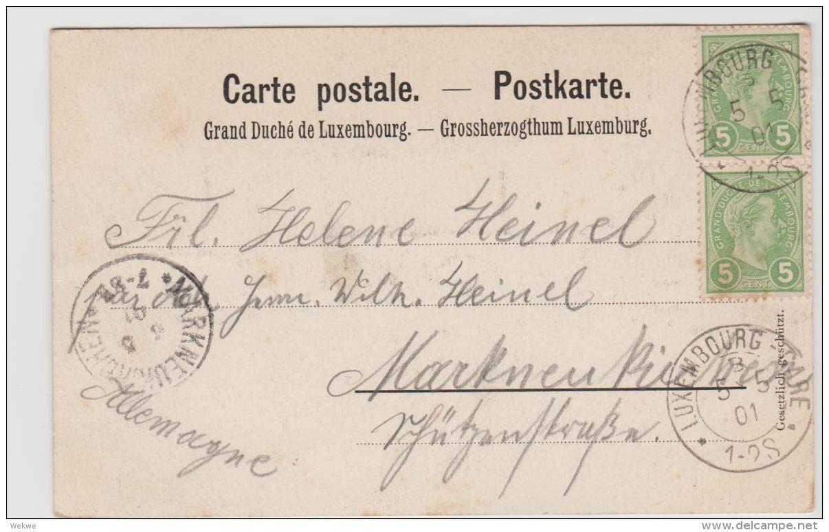 Lux165 / LUXEMBURG - ReliéfKarte Mit Super Prägung 1901 Nach Markenneukirchen - 1895 Adolphe Profil