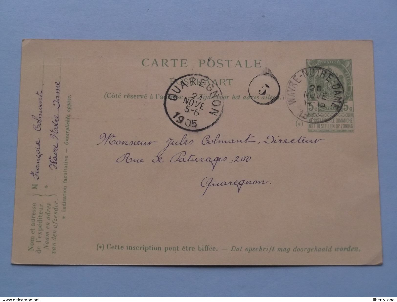 Carte Postale > Wavre-Notre-Dame - Anno 1905 > Quaregnon ( Zie/voir Foto Voor Details ) ! - Privées & Locales [PR & LO]