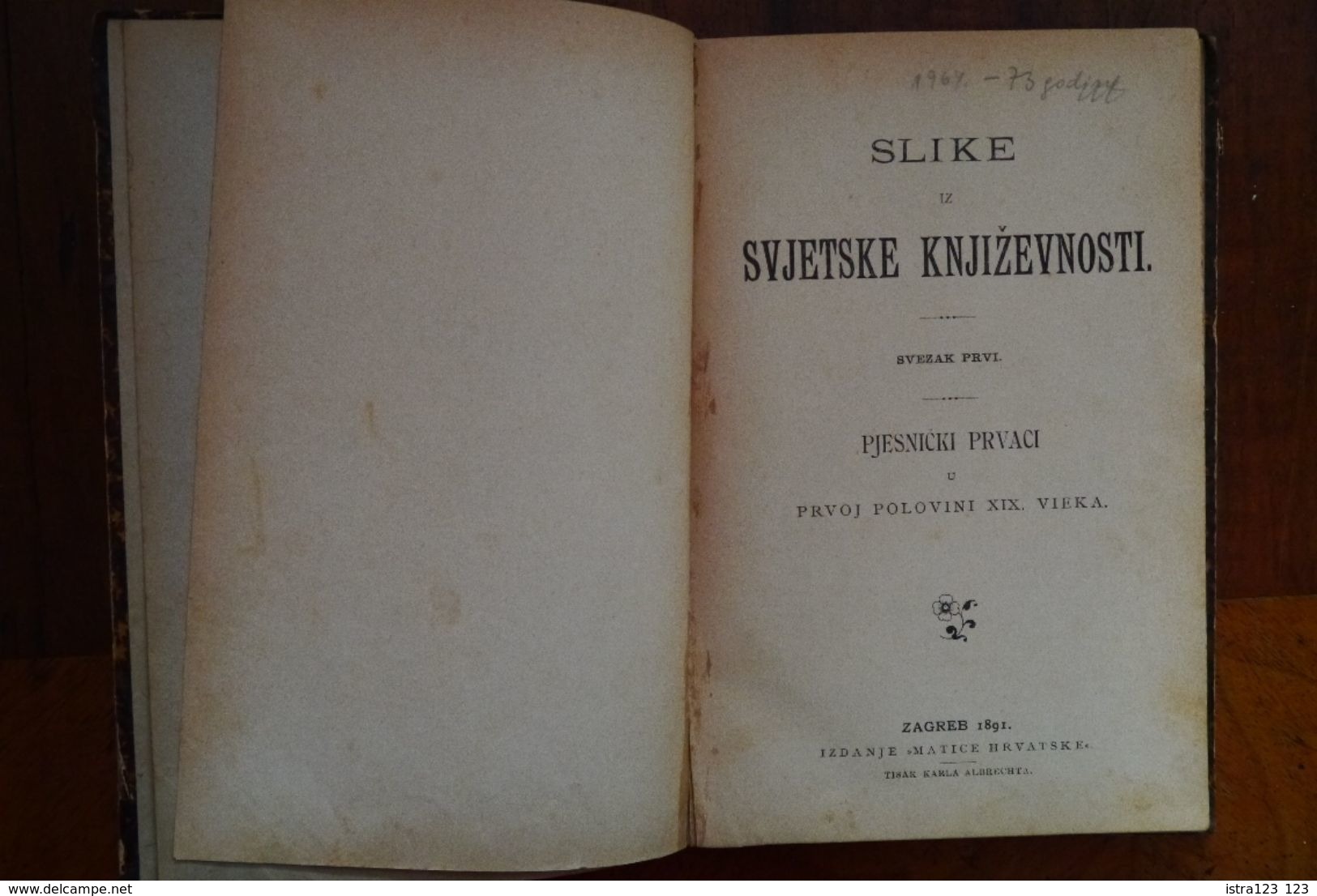 Croatia Hrvatska Slike Iz Svjetske Knjizevnosti 1891. - Lingue Slave