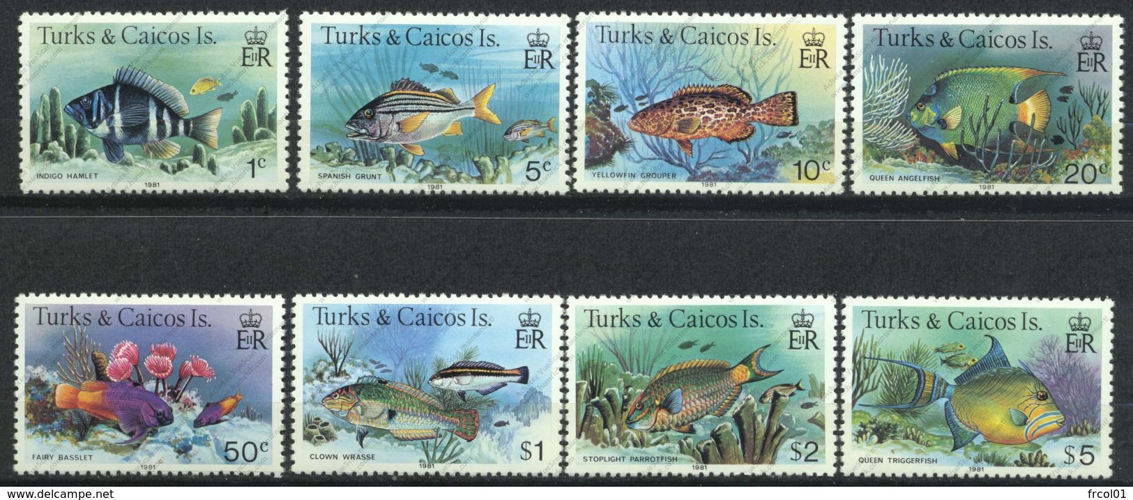 Turks & Caicos, Yvert 563/570, Scott 360a/374a, SG 514B/528B, MNH - Turks And Caicos