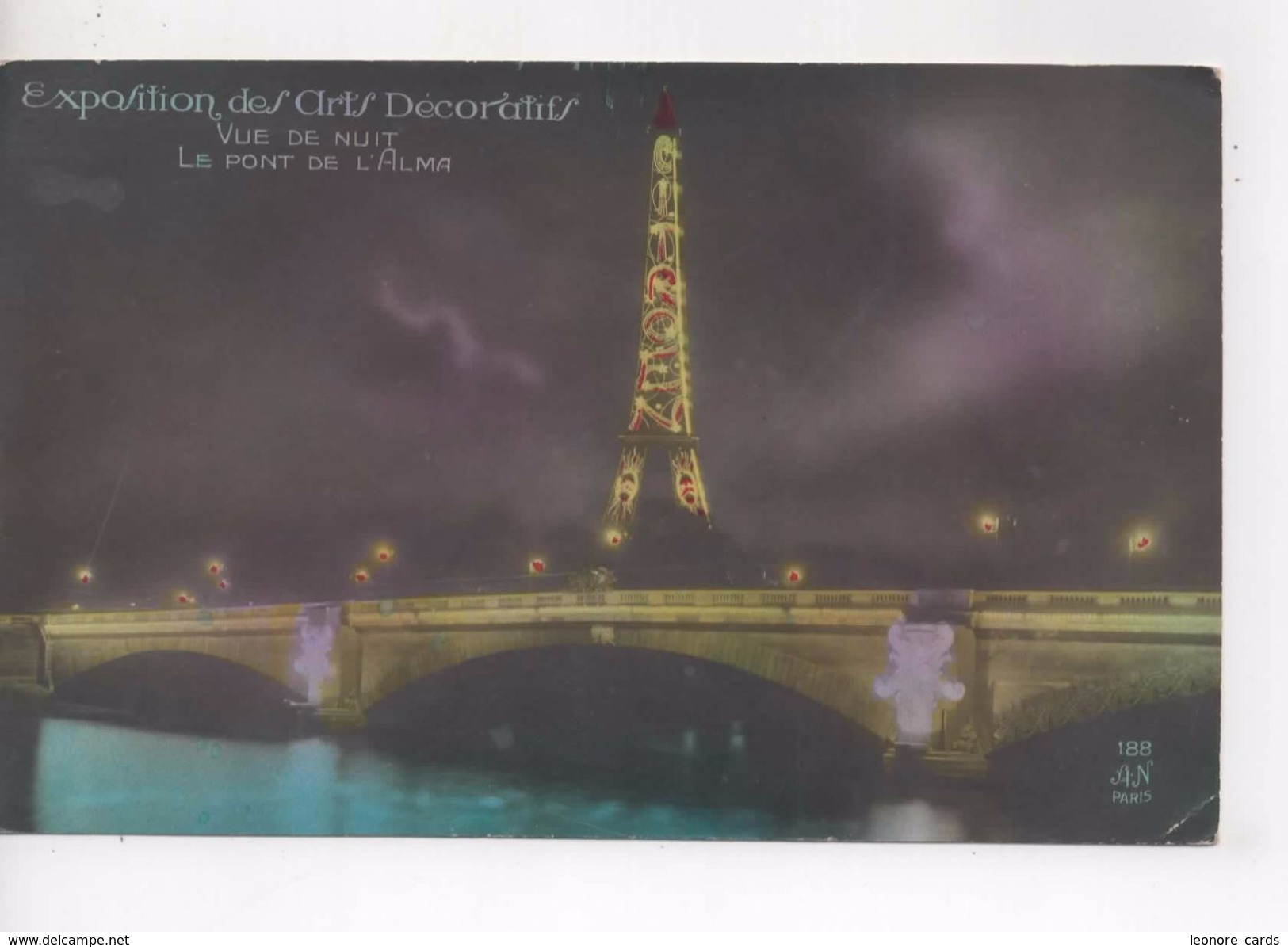 Cpa.75.Paris.Exposition Des Arts Décoratifs.Vue Du Nuit.Le Pont De L'Alma. - Expositions