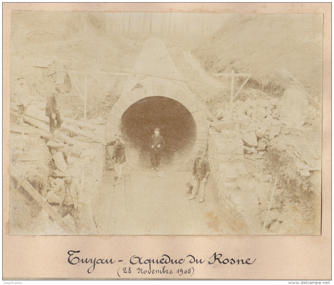 Sarcelles : Quadruplement Ligne Paris, Tuyau Aqueduc Du Pont Du Petit Rosne . Nov 1905. Photo Originale - Trains