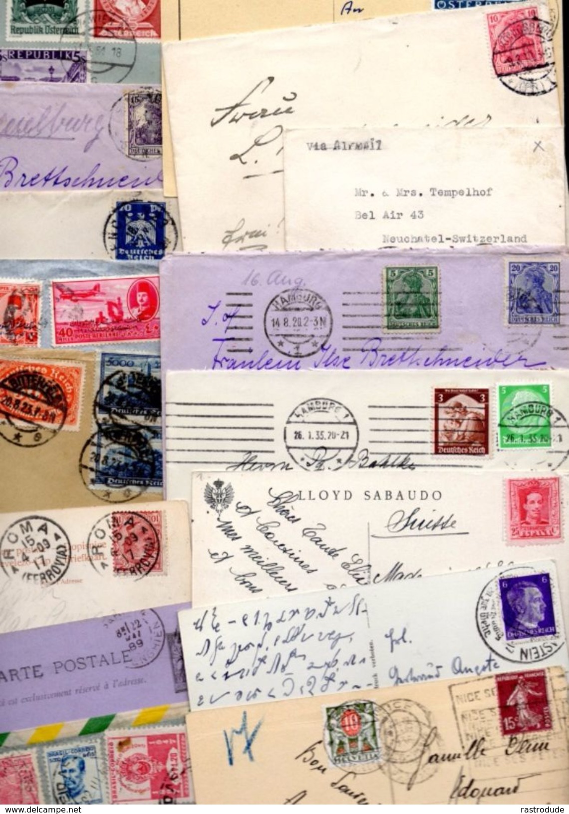 Letters, Covers, Envelopes - Over 50 Covers - Mainly Europe ( Registered, Postage Dues, Many Foreign Destinations - - Collections (without Album)