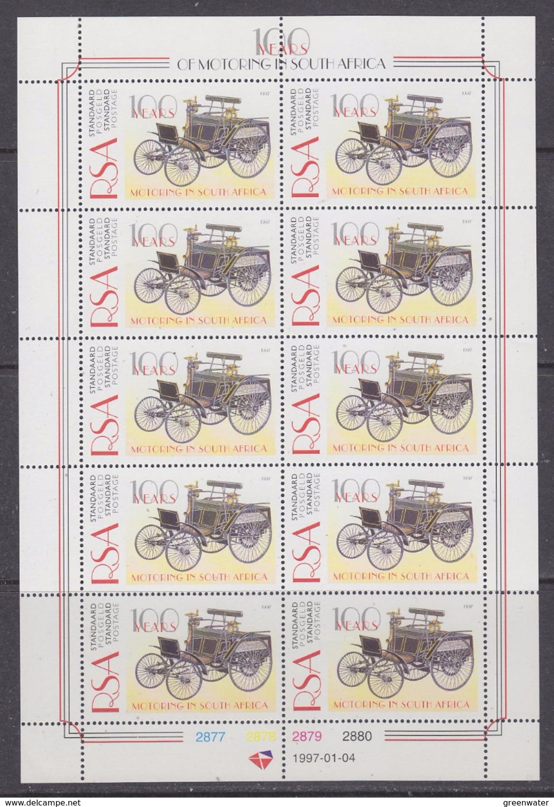 South Africa 1997 Motoring In South Africa 10v In Sheetlet ** Mnh (F5988E) - Nuevos