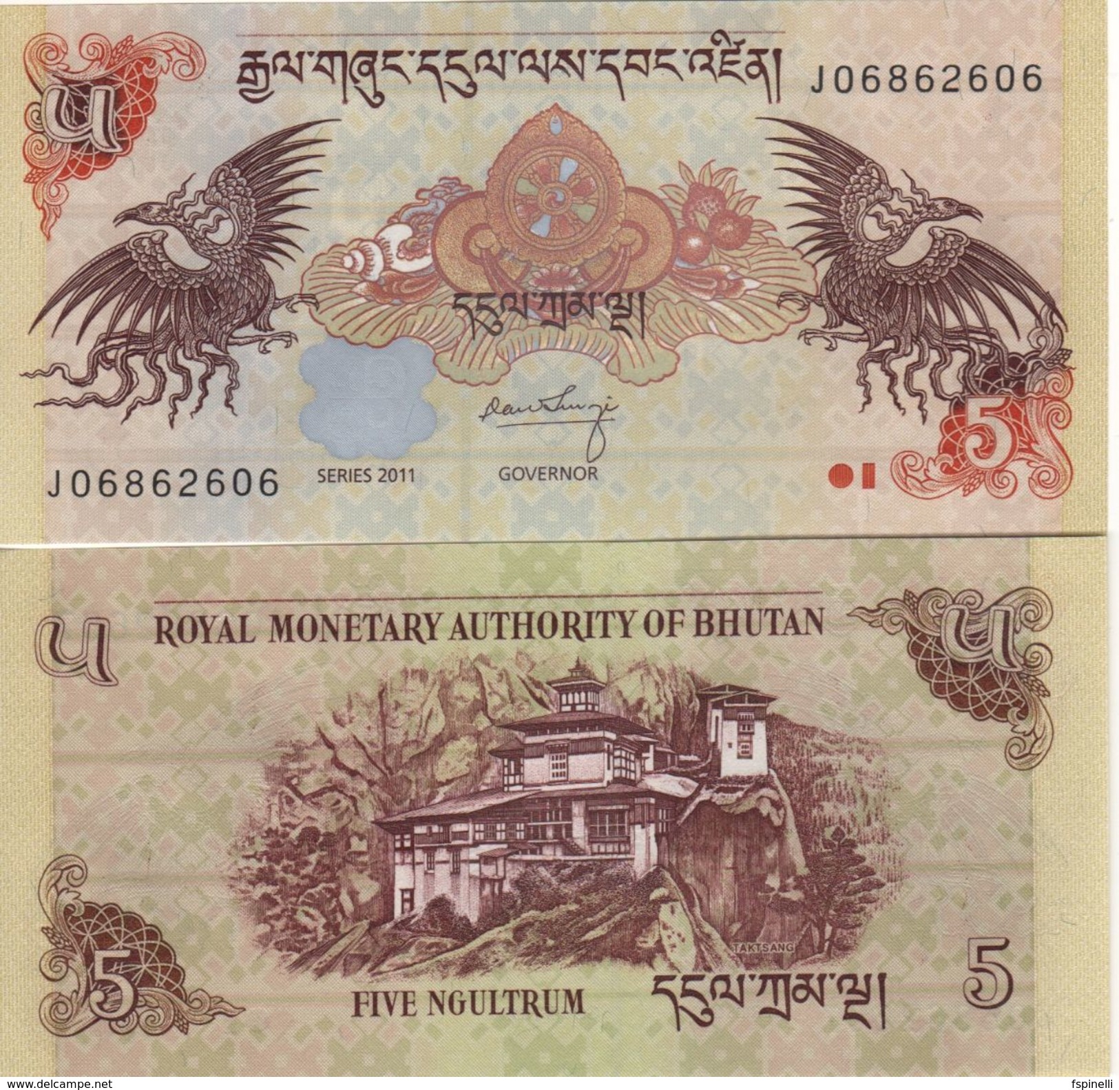 BHUTAN  5 Ngultrum  P28b 2011    UNC - Bhutan