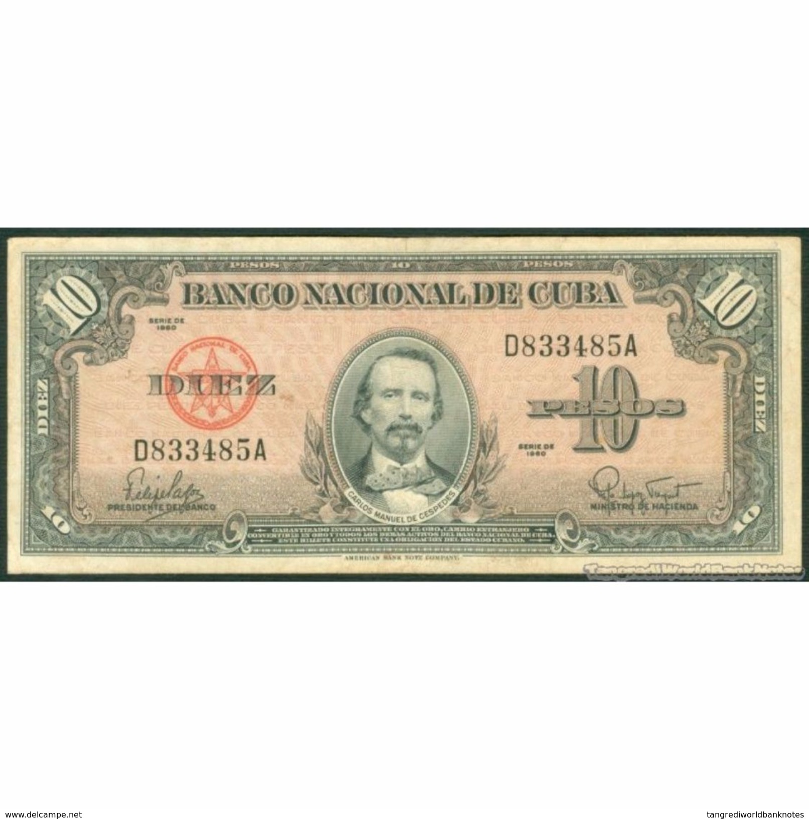 TWN - CUBA 79b - 10 Pesos 1960 D 833485 A F/VF - Cuba