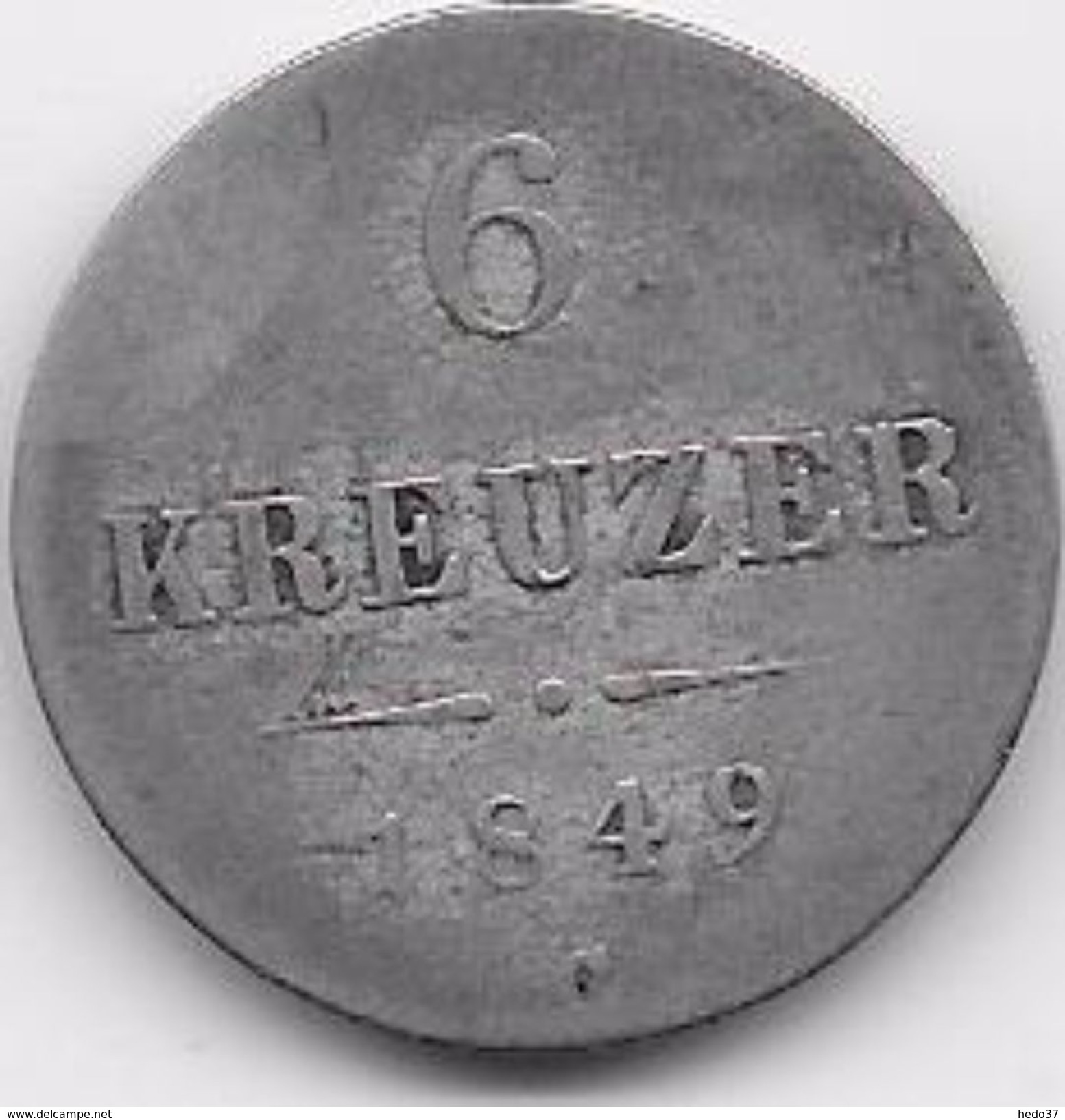 Autriche - 6 Kreuzer 1849 C - Argent - Autriche