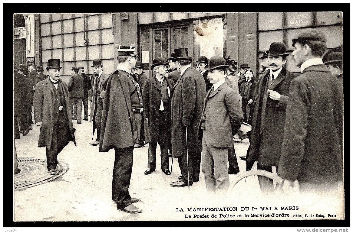 CPA ANCIENNE FRANCE- MANIFESTATION DU 1er MAI A PARIS- PREFET DE POLICE ET SERVICE D'ORDRE- TRES BELLE ANIMATION GROS PL - Grèves