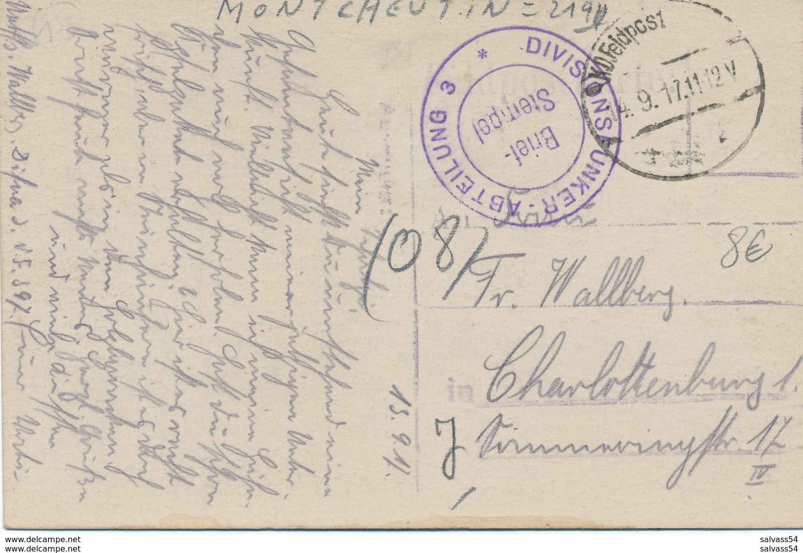 08) MONTCHEUTIN : Carte-Photo Allemande (1917) Feldpost - Scan Recto / Verso 1.WK WW1 - Autres & Non Classés