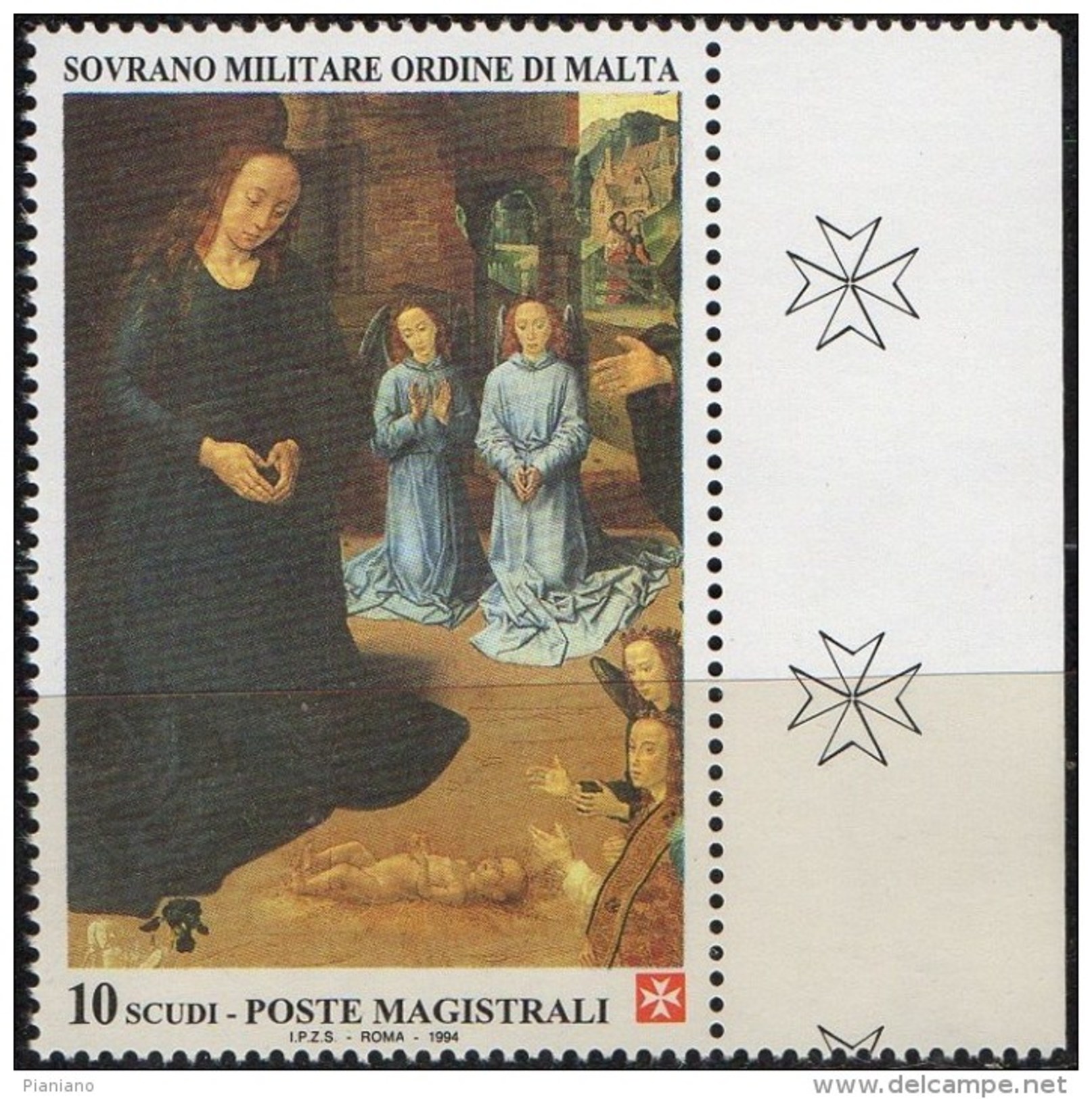 PIA - SMOM - 1994 :Natale - Particolare Del Trittico Portinari Di Hugo Van Der Goes - (UN   473) - Sovrano Militare Ordine Di Malta