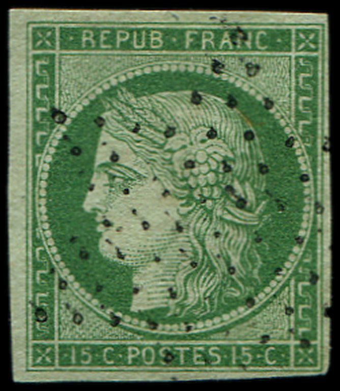 EMISSION DE 18492    15c. Vert Clair, Obl. ETOILE, TTB - 1849-1850 Cérès