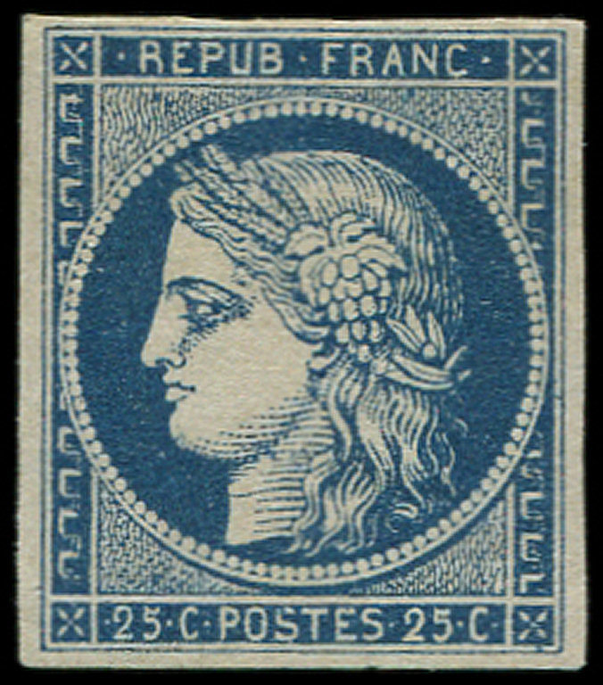 * EMISSION DE 18494     25c. Bleu, G. Lég. Jaunie, Néanmoins Très Frais Et TB - 1849-1850 Cérès
