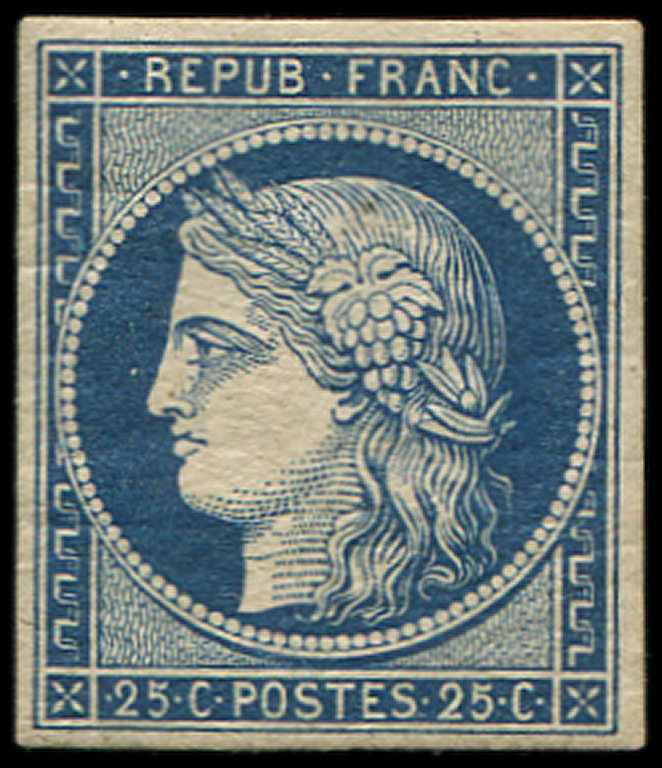 * EMISSION DE 18494a   25c. Bleu Foncé, Grande Fraîcheur, TTB, Certif. JF Brun - 1849-1850 Cérès