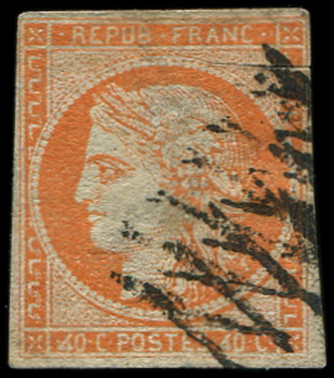 EMISSION DE 18495d   40c. Orange, 4 RETOUCHE, Case 146, Obl., Aminci Mais Bonne Pièce D'attente, Certif. Calves - 1849-1850 Cérès