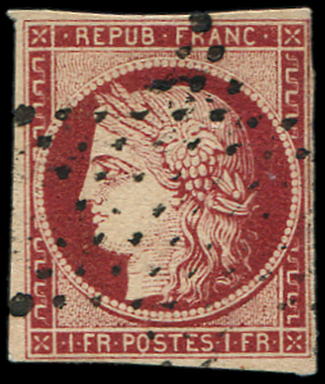 EMISSION DE 18496     1f. Carmin, Oblitéré ETOILE, Frais Et TB - 1849-1850 Cérès