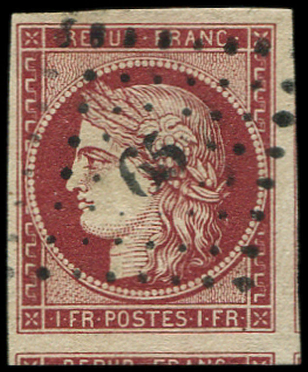 EMISSION DE 18496b    1f. Carmin Foncé, Obl. PC 65, Grandes Marges, Superbe. Br - 1849-1850 Cérès