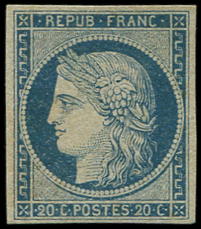 (*) EMISSION DE 18498    20c. Bleu Sur Jaunâtre, Très Frais Et TB. C Et Br - 1849-1850 Cérès