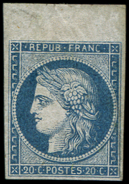 (*) EMISSION DE 18498a   20c. Bleu Foncé, Petit Bdf, TB - 1849-1850 Cérès