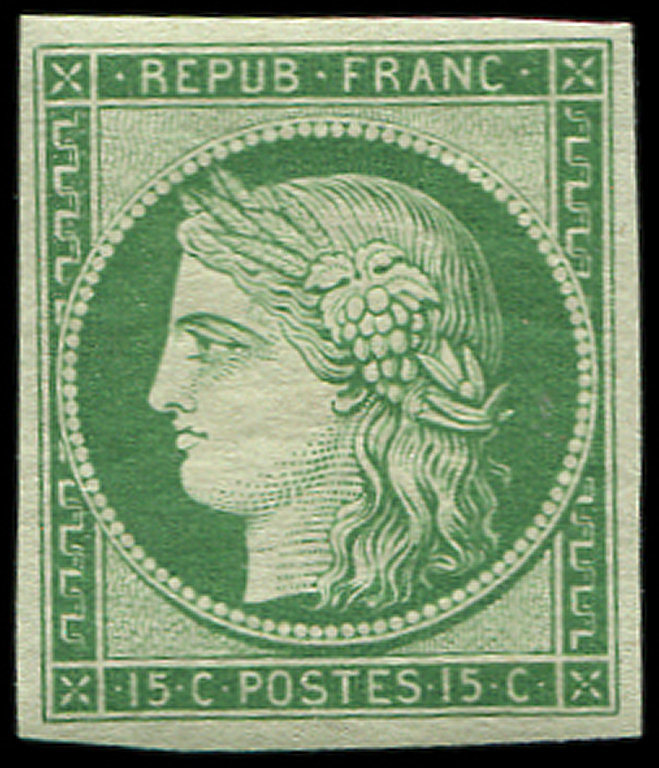 * EMISSION DE 1849R2e  15c. Vert Clair, REIMPRESSION, TB - 1849-1850 Cérès