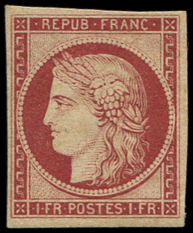 ** EMISSION DE 1849R6f   1f. Carmin, REIMPRESSION, TB - 1849-1850 Cérès