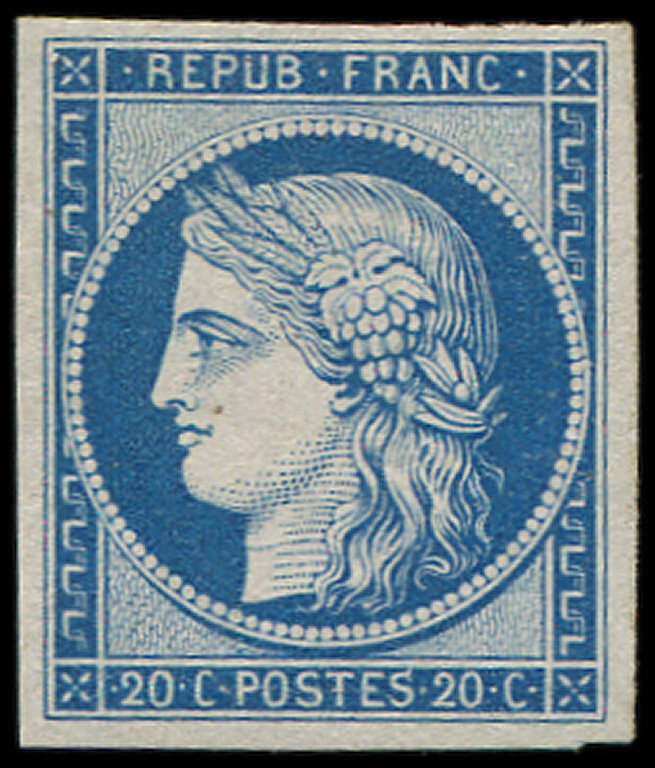 (*) EMISSION DE 1849R8f  20c. Bleu Sur Jaunâtre, REIMPRESSION, TB - 1849-1850 Cérès