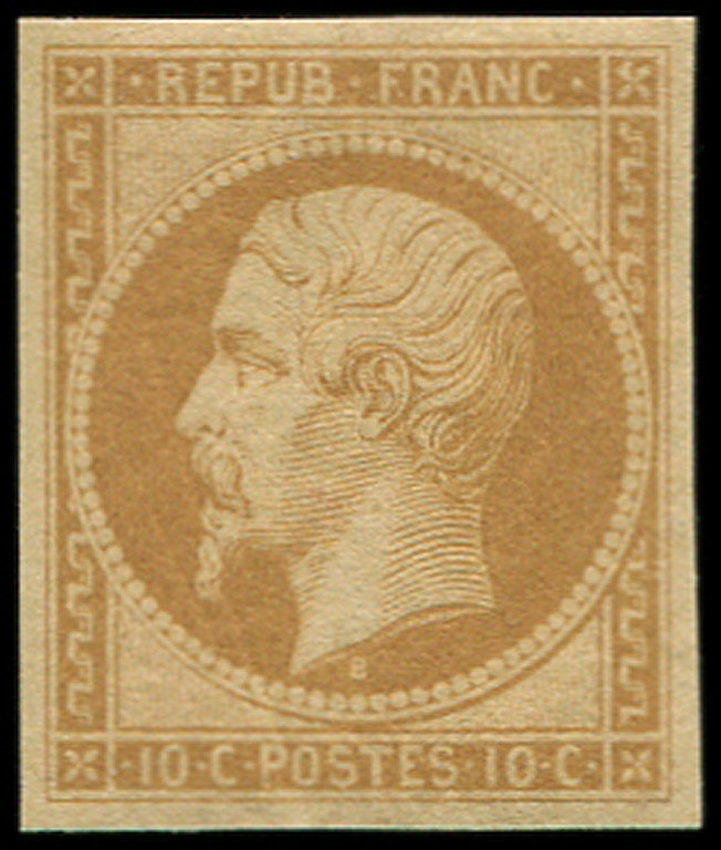 ** PRESIDENCER9e  10c. Bistre Jaune, REIMPRESSION, Fraîcheur Postale, TTB - 1852 Louis-Napoléon