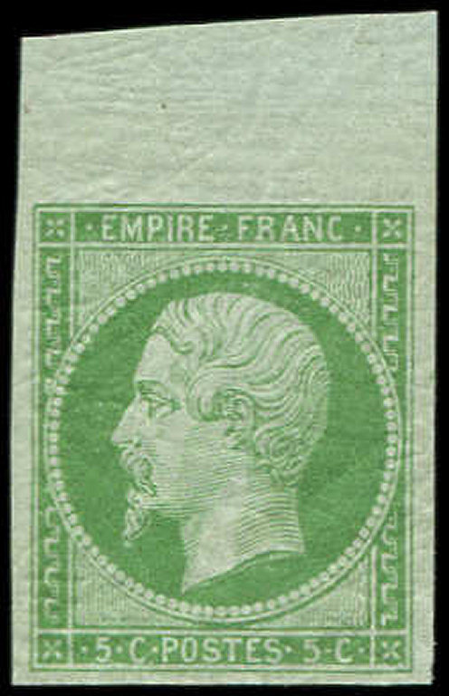 * EMPIRE NON DENTELE12a   5c. Vert Jaune, Bdf, Inf. Ch., TTB - 1853-1860 Napoléon III