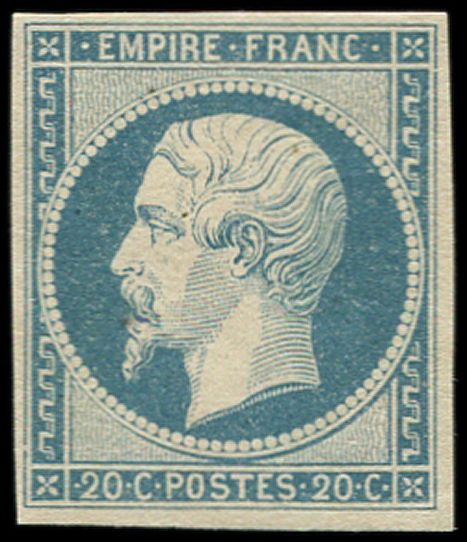 ** EMPIRE NON DENTELE14Af 20c. Bleu Laiteux, T I, Très Frais, TTB. C - 1853-1860 Napoléon III