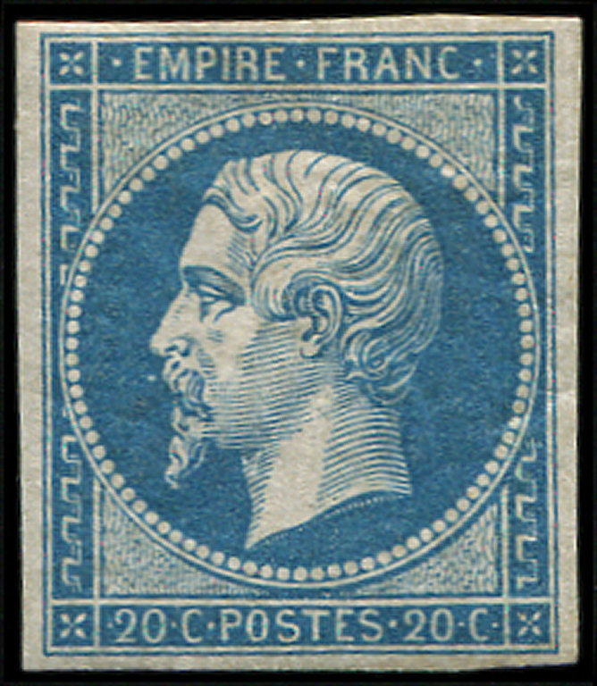 ** EMPIRE NON DENTELE14B  20c. Bleu, T II, Inf. Trace D'adh., TB. C - 1853-1860 Napoléon III