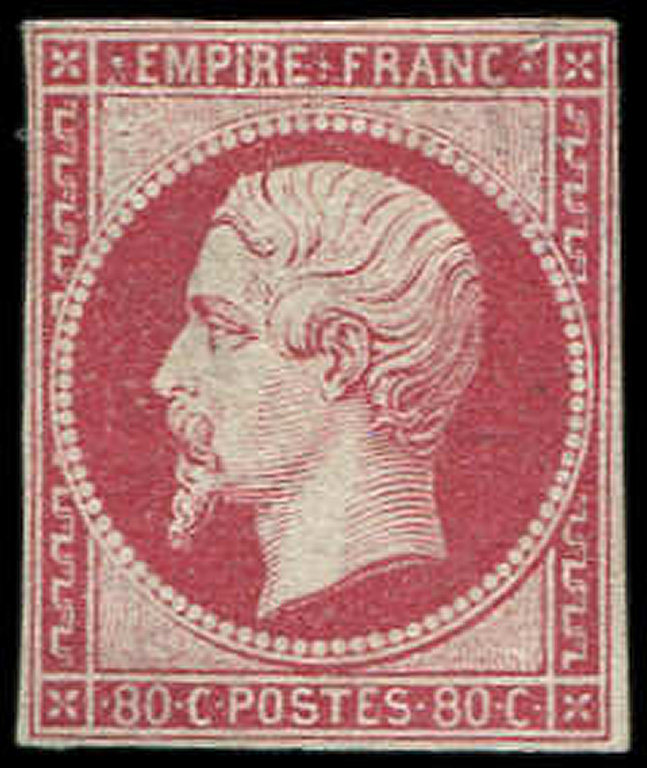 * EMPIRE NON DENTELE17B  80c. Rose Vif, Marges Très Courtes Sur Les 4 Côtés, Filet Non Touché, TB - 1853-1860 Napoléon III