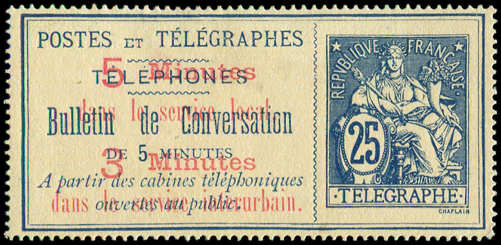 (*) TELEPHONETéléphone 12 : 25c. Bleu Sur Chamois, Pelurage, Aspect TB - Télégraphes Et Téléphones