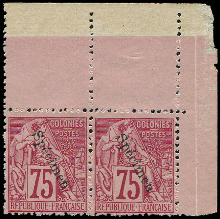 (*) 58   75c. Rose, PAIRE Cdf, Surch. SPECIMEN, TB. S - Autres & Non Classés