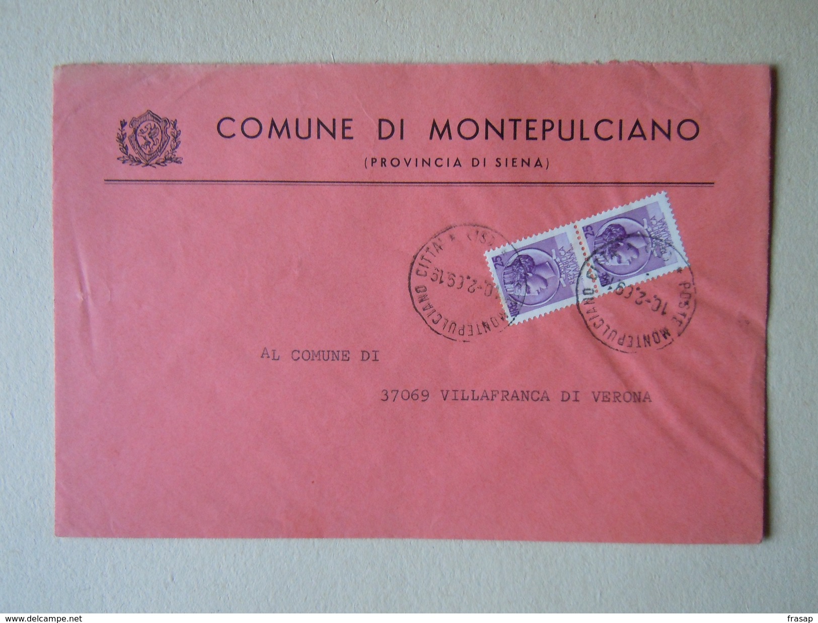 TEMATICA BUSTE COMUNALI - COMUNE DI MONTEPULCIANO    1969 - Buste