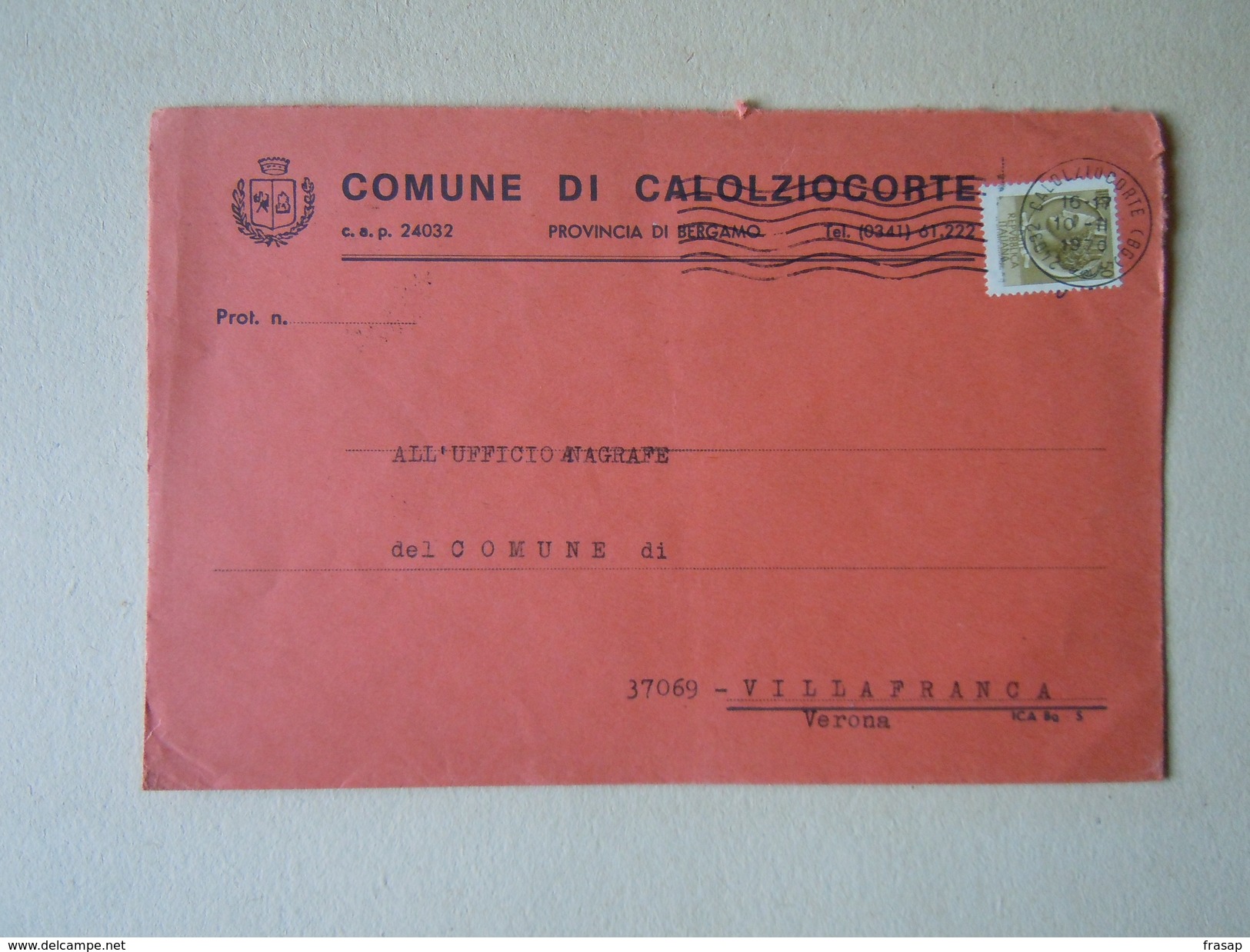 TEMATICA BUSTE COMUNALI - COMUNE DI CALOLZIOCORTO   1969 - Buste