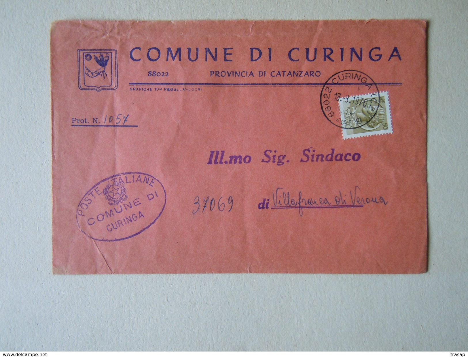 TEMATICA BUSTE COMUNALI - COMUNE DI CURINGA  1969 - Buste